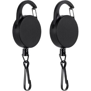 2PCS Fly Fishing Zinger Retractors with Retractable Buckle Stainless Steel Easy Pull Fishing Line Clipper Retractors