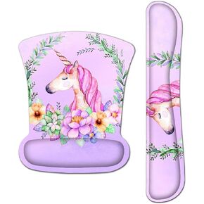 Keyboard Wrist Rest Pad and Memory Foam Non Slip Mouse Wrist Rest Support Mouse Pad - Durable & Comfortable & Lightweight for Easy Typing & Pain Relief-Ergonomic Support(Cute Unicorn)