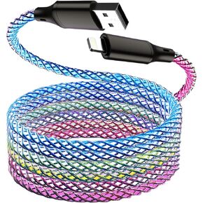 LED iPhone Charger, 5ft RGB Colorful Gradual Light Up MFi USB A to Lightning Cable iPhone Fast Charging Data Cord for iPhone 14 13 12 11 Pro Max XR XS X 8 7 6 Plus iPad More