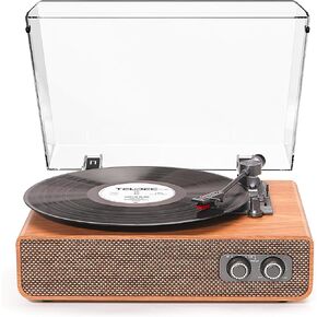 Vinyl Record Player Vintage with Upgraded Speakers, Adjustable Needle Pressure,3 Speed Turntable LP Player with Bluetooth Connection, Independent Cavity, RCA Output, Retro Design
