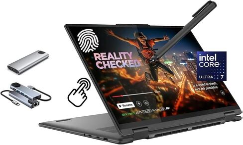 Lenovo Yoga 7 7i 2-in-1 Touchscreen Laptop, 16" 2K IPS, Intel Ultra 7 155U (Beats i7-1355U) AI Boost NPU, 16GB RAM, 1TB SSD + 256GB Portable SSD, Backlit, FP, Stylus Pen, Win 11 in Saudi Arabia