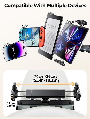 حامل قرص رئيسي للسيارة ، حامل جهاز iPad للسيارة للسيارة ، مسند رأس السيارة 360 درجة ، حامل قرص سيارة قابل للتعديل قابل للتعديل متوافق مع أقراص 4 "-11" ، iPad ، الهواتف الذكية (رمادية داكنة) in Kuwait