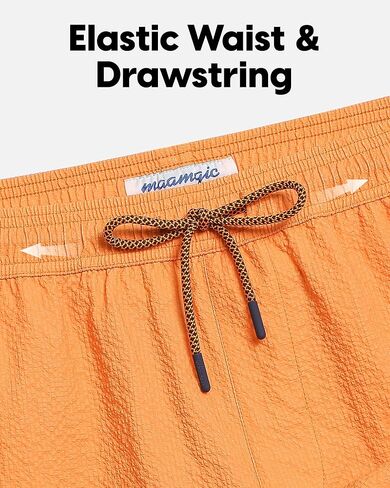 maamgic Men's Swim Trunks 5.5 inch Seersucker 2 in 1 Beach Shorts Quick Dry Bathing Suits with Compression Liner in Kuwait