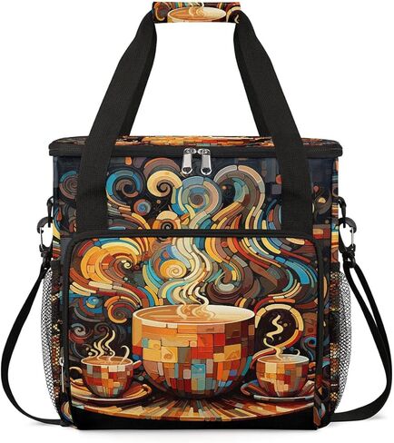 mandala flower beautiful Coffee Maker Carring Bag Travel Carrying Storage Tote Bag Compatible with Keurig K-Mini or K-Mini Plus Portable Single Serve Coffee Brewer Case with Pockets for K-cup Pods in Kuwait