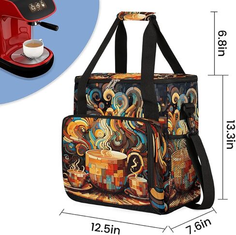 mandala flower beautiful Coffee Maker Carring Bag Travel Carrying Storage Tote Bag Compatible with Keurig K-Mini or K-Mini Plus Portable Single Serve Coffee Brewer Case with Pockets for K-cup Pods in Kuwait