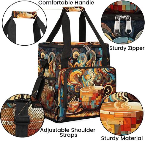 mandala flower beautiful Coffee Maker Carring Bag Travel Carrying Storage Tote Bag Compatible with Keurig K-Mini or K-Mini Plus Portable Single Serve Coffee Brewer Case with Pockets for K-cup Pods in Kuwait