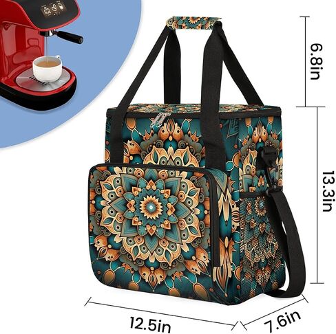 mandala flower beautiful Coffee Maker Carring Bag Travel Carrying Storage Tote Bag Compatible with Keurig K-Mini or K-Mini Plus Portable Single Serve Coffee Brewer Case with Pockets for K-cup Pods in Kuwait