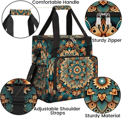mandala flower beautiful Coffee Maker Carring Bag Travel Carrying Storage Tote Bag Compatible with Keurig K-Mini or K-Mini Plus Portable Single Serve Coffee Brewer Case with Pockets for K-cup Pods in Kuwait