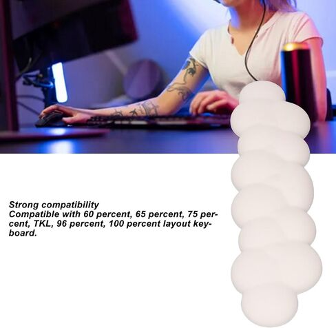Keyboard Cloud Wrist Rest, Soft Shape PU Leather Memory Foam Cloud Wrist Rest Ergonomic Palm Rest for Keyboard, Ergonomic Wrist Pad for Gaming Typing Office (Milk White) in Saudi Arabia