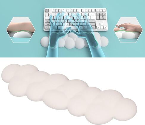 Keyboard Cloud Wrist Rest, Soft Shape PU Leather Memory Foam Cloud Wrist Rest Ergonomic Palm Rest for Keyboard, Ergonomic Wrist Pad for Gaming Typing Office (Milk White) in Saudi Arabia