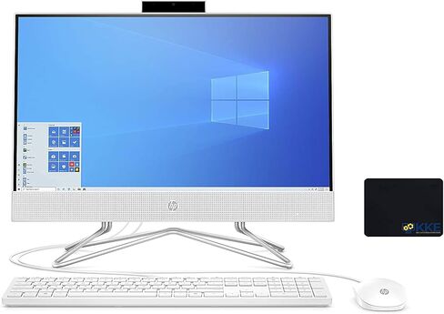 HP 2021 22 All in One Desktop, 22" FHD Display, Intel Celeron G5905T Processor, 16GB DDR4 Memory, 512GB PCIe NVMe M.2 SSD, Pop-up Webcam, DVD-RW, USB Wired Mouse & Keyboard, Windows 10 Home, White in Saudi Arabia