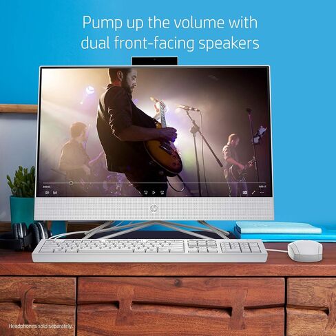 HP 2021 22 All in One Desktop, 22" FHD Display, Intel Celeron G5905T Processor, 16GB DDR4 Memory, 512GB PCIe NVMe M.2 SSD, Pop-up Webcam, DVD-RW, USB Wired Mouse & Keyboard, Windows 10 Home, White in Saudi Arabia