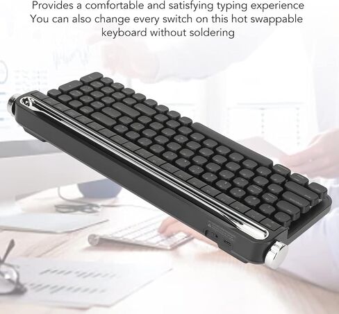 Red Switch Typewriter Mechanical Keyboard, 100 Keys RGB Backlight Retro Bluetooth Gaming Keyboard, Keyboard for for Android for iOS (Black) in Saudi Arabia