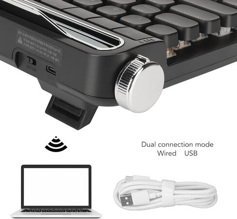 Red Switch Typewriter Mechanical Keyboard, 100 Keys RGB Backlight Retro Bluetooth Gaming Keyboard, Keyboard for for Android for iOS (Black) in Saudi Arabia