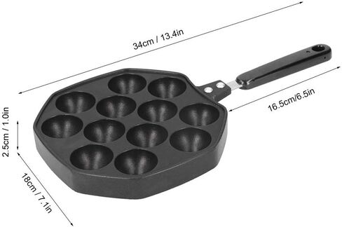 Agatige Takoyaki Maker ، 12 ثقوبًا غير محشوة بان فانكان ، ألومنيوم تاكوياكي عموم ، صينية خبز الطهي مع مقبض لصنع كرات فطيرة ، بوففيرت ، نفث ، تاكوياكي ، 13.4x7.1 × 1in in Kuwait