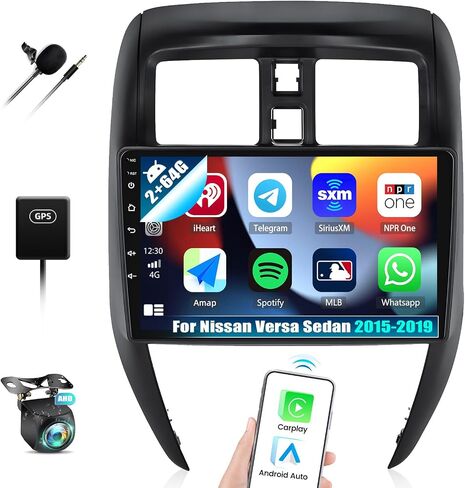 [2+ 64G] Sterroid 13 Car Stereo لـ Nissan Versa Sedan 2015-2019 مع Carplay و Android Auto ، 10.1 بوصة راديو شاشة تعمل باللمس مع رابط المرآة Bluetooth FM/RDS WiFi GPS+ كاميرا احتياطية in Saudi Arabia