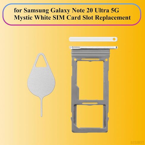 Sim Card Tray Replacement for Samsung Galaxy Note 20 Ultra 5G (Single SIM Version) - Mystic White Card Tray Slot Holder with Needle Ejector for SM-N985F N986 N986U in Saudi Arabia