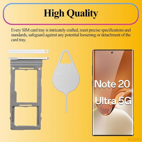 Sim Card Tray Replacement for Samsung Galaxy Note 20 Ultra 5G (Single SIM Version) - Mystic White Card Tray Slot Holder with Needle Ejector for SM-N985F N986 N986U in Saudi Arabia