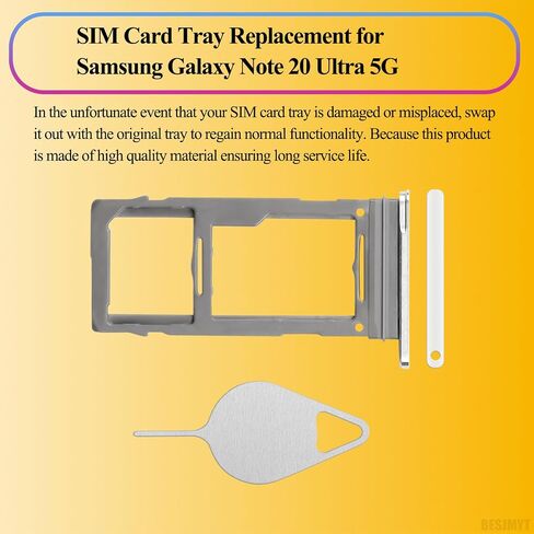 Sim Card Tray Replacement for Samsung Galaxy Note 20 Ultra 5G (Single SIM Version) - Mystic White Card Tray Slot Holder with Needle Ejector for SM-N985F N986 N986U in Saudi Arabia