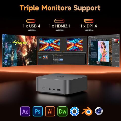 Beelink SER8 Mini PC AMD Ryzen 7 8745HS(UP to 4.9GHz), 32GB DDR5 1TB PCIE4.0 SSD, AMD Radeon 780M Graphics 12core 2600MHz Mini Gaming PC, USB4.0/Triple Display/WiFi6/BT5.2/2.5Gbps LAN Mini Computer in Saudi Arabia