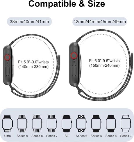 Stainless Steel Milanese Loop Compatible with Watch Band 46mm 42mm 44mm 45mm 49mm 38mm 40mm 41mm men and women, Mesh Magnetic Clasp Replacement for iWatch Bands Ultra Series 10 9 8 7 SE 6 5 4 3 2 1 in Saudi Arabia