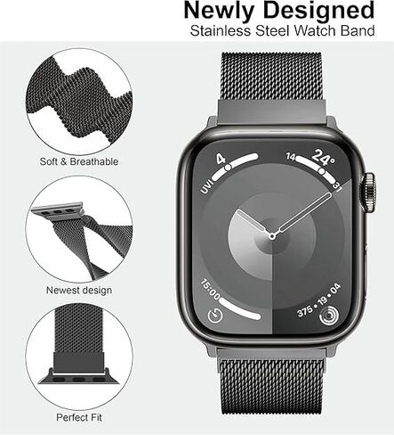 Stainless Steel Milanese Loop Compatible with Watch Band 46mm 42mm 44mm 45mm 49mm 38mm 40mm 41mm men and women, Mesh Magnetic Clasp Replacement for iWatch Bands Ultra Series 10 9 8 7 SE 6 5 4 3 2 1 in Saudi Arabia