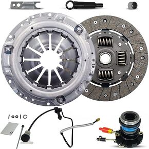 Clutch With Slave And Pre-Bled Clutch Master Cylinder and Line Assembly Kit compatible with B2300 B2500 B3000 Ranger Base Lx Lxt Limited Crew Ds Se Sx Troy 1995-2011 2.3L L4 2.5L L4 3.0L V6 (07-142S)