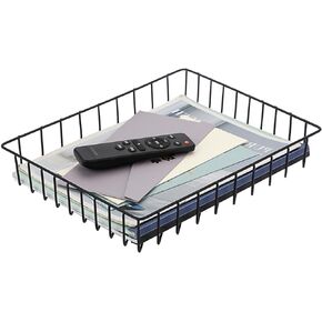 BTSKY Multipurpose A4 File Tray Wire Desk Tray Organizer Elegant Letter Size Desk Documents Tray Magazine Files Storage Basket Organizer Bin for Office Cosmetics Bathroom (Black)
