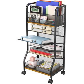 عربة ملفات متدحرجة ذات 6 طبقات، تصميم من الخشب والشبك مع عجلات قابلة للفصل، صواني قابلة للإزالة، عربة مكتب متدحرجة، منظمة منزلية، مكتب منظم للورق بجانب رف الكتب المحمول in Kuwait
