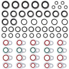 A/C System Compressor Gasket Seals Air Conditioning Compressor Port Seal Washer Kit, Gasket Bonded Seal Assortment, 65 PCS