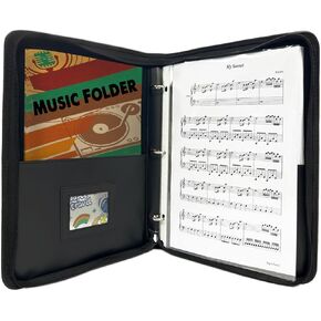 Choral Music Folders with Hand Strap, Music Folder with 40 Sheet, Music Binder 3 Ring for Choir Singer, Stage Performance, Musician -Black