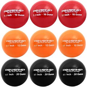 PowerNet 3.2" Weighted Hitting Batting Progressive Training Balls (9 Pack) | Build Strength and Muscle | Improve Technique and Form | Large Ball Size