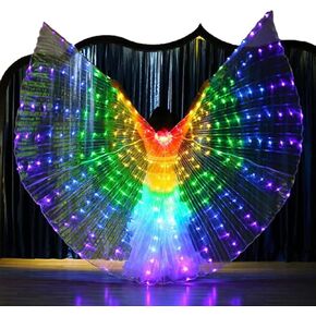 LED Belly Dance Wings with Stick, LED Isis Wings, Glow Light Up Belly Dance Costumes, LED Lights Belly Dance Isis Wings Carnival Rave Costumes Outfits