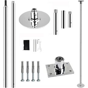PRIOR FITNESS Permanent Fixed Dance Pole Kit, Professional 45mm Spinning & Static Dancing Pole Heavy-Duty Steel Pole Dance for Home, Adjustable Height Excellent for Home Exercise Studio Club Gym