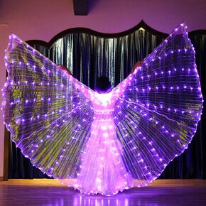 LED Isis Wings Glow Light Up Belly Dance Costumes with Sticks, Led Butterfly Wings,Led Glow Angel Wings
