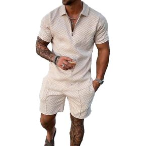 Men Track Suits 2 Piece Set Summer Casual Outfits Fashion Polo Shirts Short Sleeve and Shorts Set Vacation Clothes