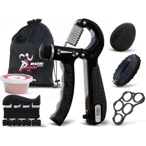 Hand Grip Strengthener with Counter - Grip Strength Trainer, Finger Exerciser, Finger Stretcher, Grip Ring, Stress Relief Ball & Therapy Put
