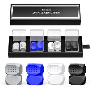 Jaw Exerciser for Men & Women, (8 pcs) 4 Resistance Levels Silicone Jawline Exerciser Tablets, Powerful Trainer for Multi-Level Users, Jaw Trainer Strengthener, Jawline Shaper