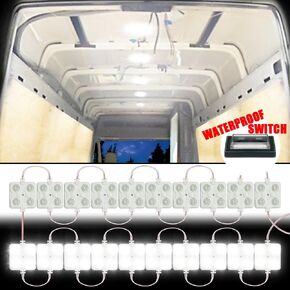 12V 12W 80-LED Van Interior Light Kits, White LED Ceiling Light Kits for Van, Mini Van, Trailer, Truck, RV, Caravan, Pickup, Ducato, Boat, Sprinter and Any 12V Vehicles(12w-80LED)