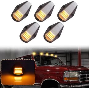 LED Cab Roof Marker Lights Compatible with F150 F250 1984-1996 & F250 HD 1997 & F350 1984-1997 & F Super Duty 1988-1997 Running Top Marker Lamp (Clear Lens & Amber Light)
