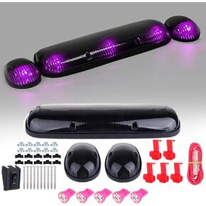 cciyu 3pcs Smoke Cab Marker Light Cab Roof Running Top Marker Light Assembly T10 4-SMD Pink with Wiring Pack Replacement fit for 2002-2007 For Chevy Silverado/For GMC Sierra 1500 2500HD 3500