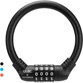 ROCKBROS Bike Lock Cable Lightweight Bike Locks with Combinations Small Bike Cable Lock Anti-Theft Bike Wheel Lock 12MM Black