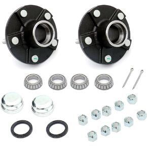 FKG Trailer Hub Kit 5 Bolt on 4.5" Bolt Circle Fit for 2,200 lb. axles 1-1/16 Inch Straight Spindles, Set of 2