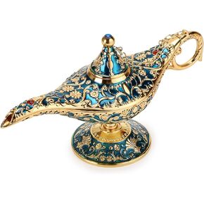Hipiwe Vintage Magical Legend Aladdin's Genie Lamp for Home /Wedding Table Decoration,Collectable Rare Classic Arabian Costume Props Lamp Pot &Gift for Party/Halloween/Birthday(Blue)