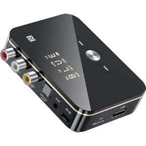 NFC Bluetooth 5.0 Receiver and Transmitter Wireless Adapter for Music Streaming Sound System AUX Works with Home TV Stereo Smart Phones Tablets and Speakers aptX Low Latency & HD Audio