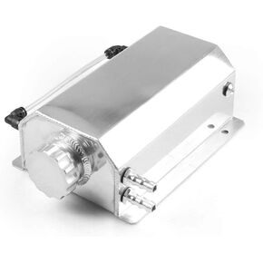 Dyno Racing Universal 2L Alloy Engine Oil Fuel Gas Catch Can Breather Tank Bottle Coolant Radiator Overflow Tank (Blcak)