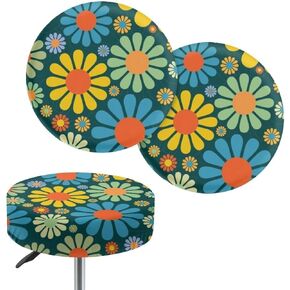 Boho Mandala Stool Covers Round Retro Floral Flowers Round Stool Covers for Home Garden Coffee Shop Bar Chair Cover,14"-16"