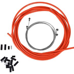 Keenso Bike Brake Shifter Cable Housing Set,Universal Brake & Shift Derailleur Cable,for Mountain Road Bike Replacement,Bike Gear Cable(Orange) & Parts & Parts