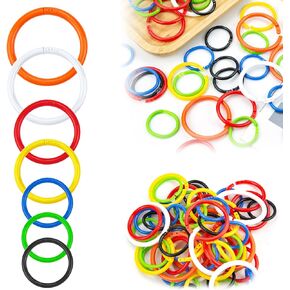 Plastic Binder Rings Colorful Office Book Rings Flexible Loose Leaf Rings for Keychain Scrapbooks Index Cards Document Organizer(60pc,3 Sizes, 7 Colors)