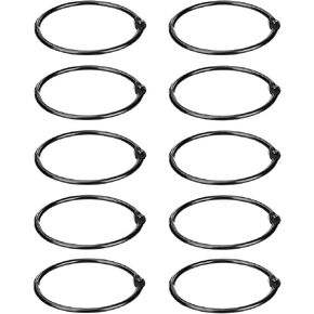 Loose Leaf Rings Binder Rings 3 Inch Black Nickel Plated Steel Book Rings Album Rings (10 Pack)